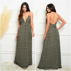 Leopard Olive maxi dress